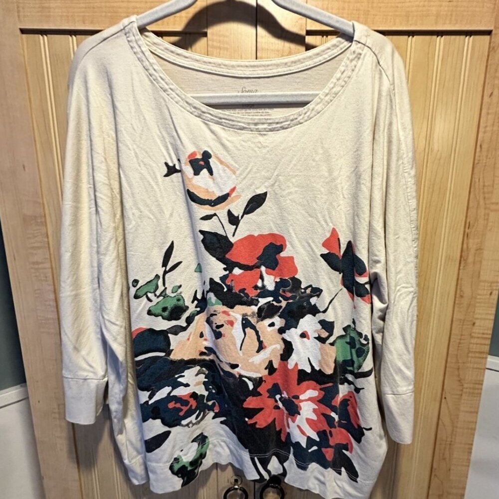 Soma Lotus Top Peruvian Pima Cotton Floral Scoop Neck SZ‎ XL Artsy Boho Colorful